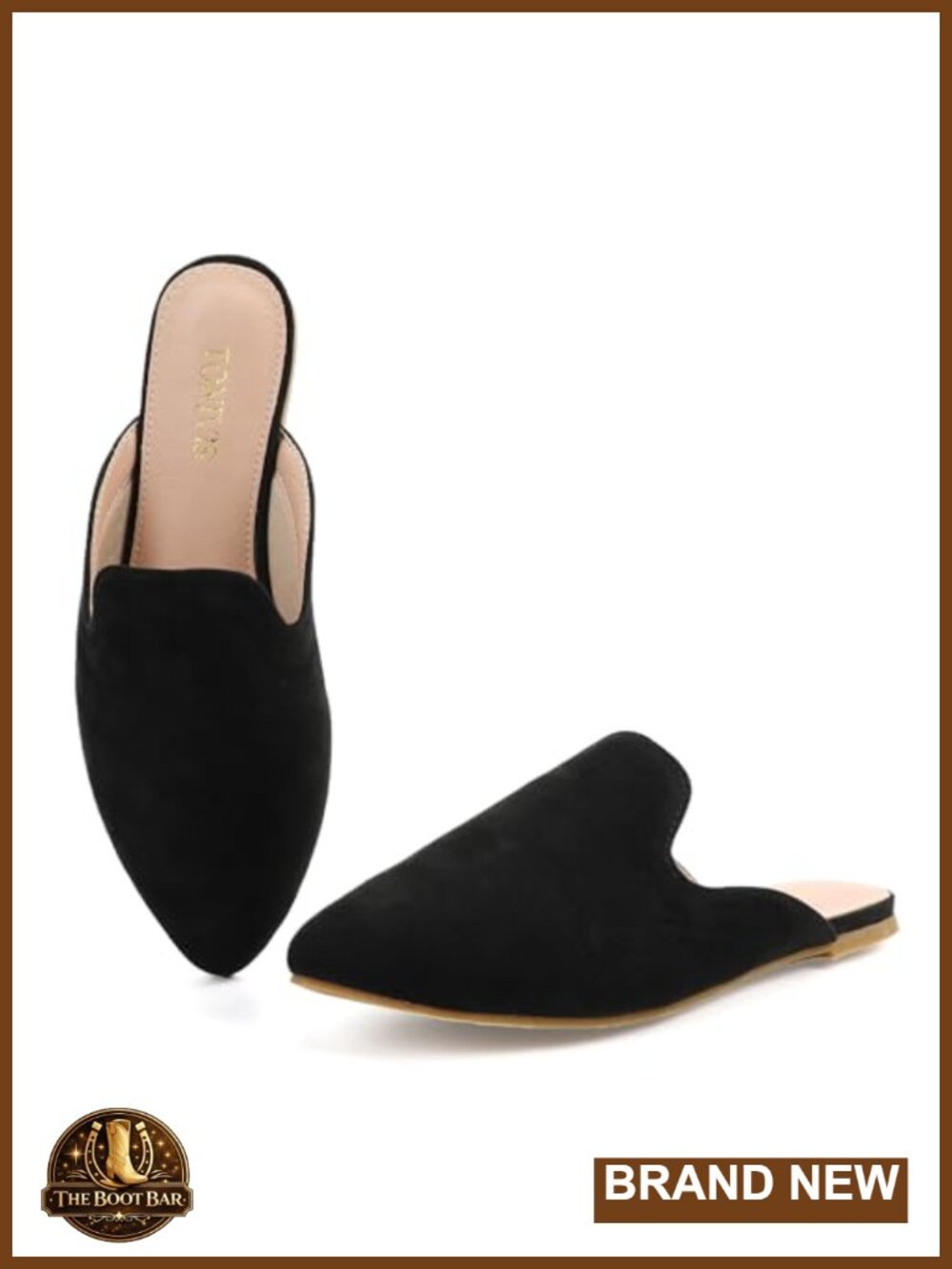 Pointed Toe Mules Faux Suede Backless Slip On Flats for Work